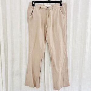 H&M L.O.G.G. Label of Graded Goods Tan Linen Blend Bootcut Pants Tall Size 10